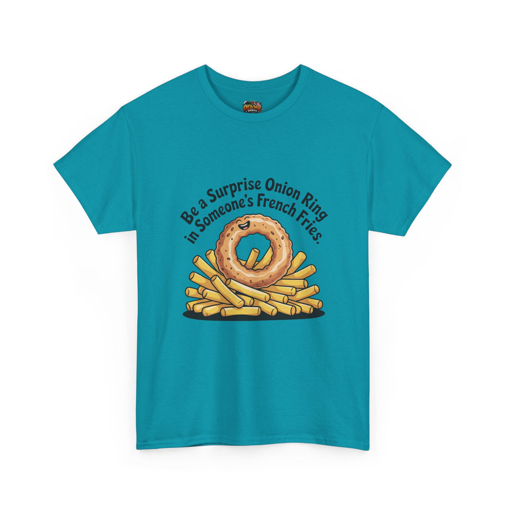 Funny Foodie Tee, Unisex Graphic Tee, Humor Shirt, Gift for Food Lovers, Casual Everyday Wear, Onion Ring Surprise Shirt