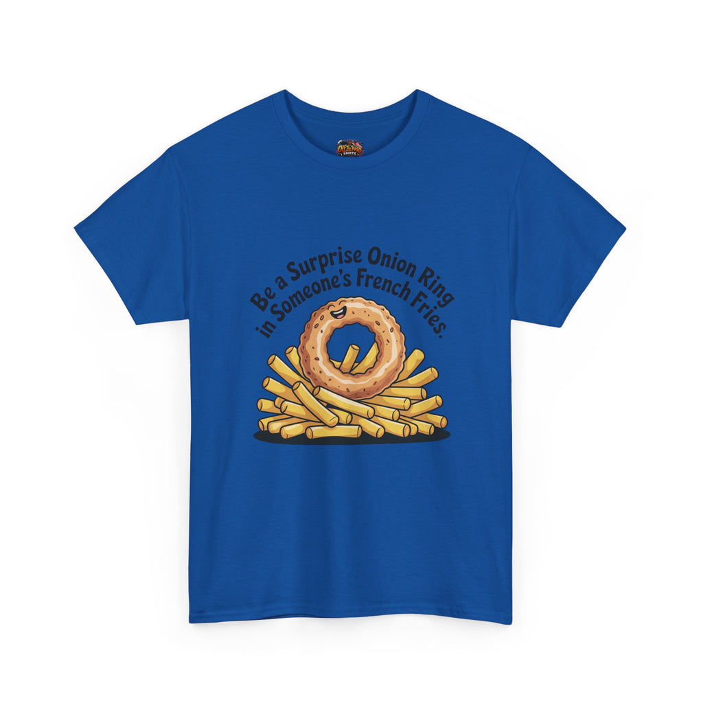 Funny Foodie Tee, Unisex Graphic Tee, Humor Shirt, Gift for Food Lovers, Casual Everyday Wear, Onion Ring Surprise Shirt