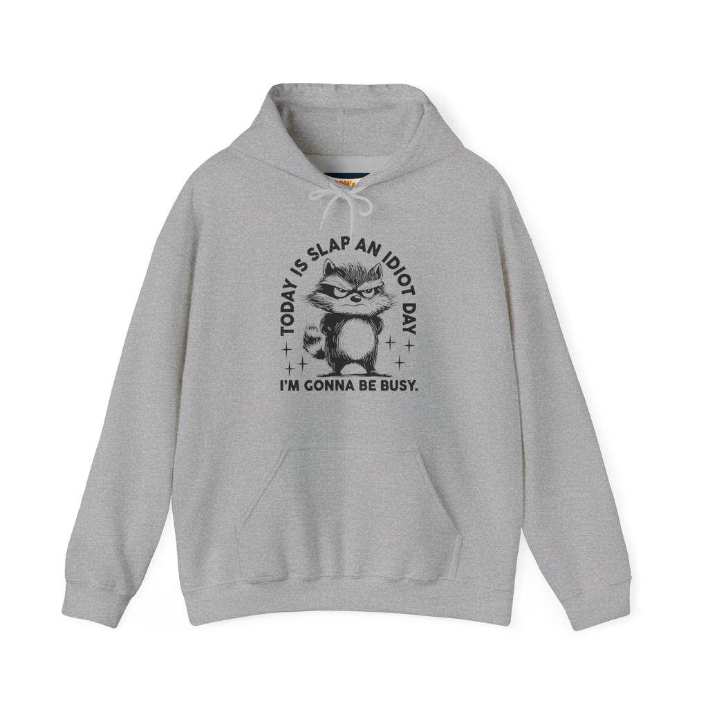 Funny Cat Quote Hoodie - Today is Slap an Idiot Day, Gift for Cat Lovers, Humor Sweatshirt, Cozy Unisex Top, Unique Birthday Present