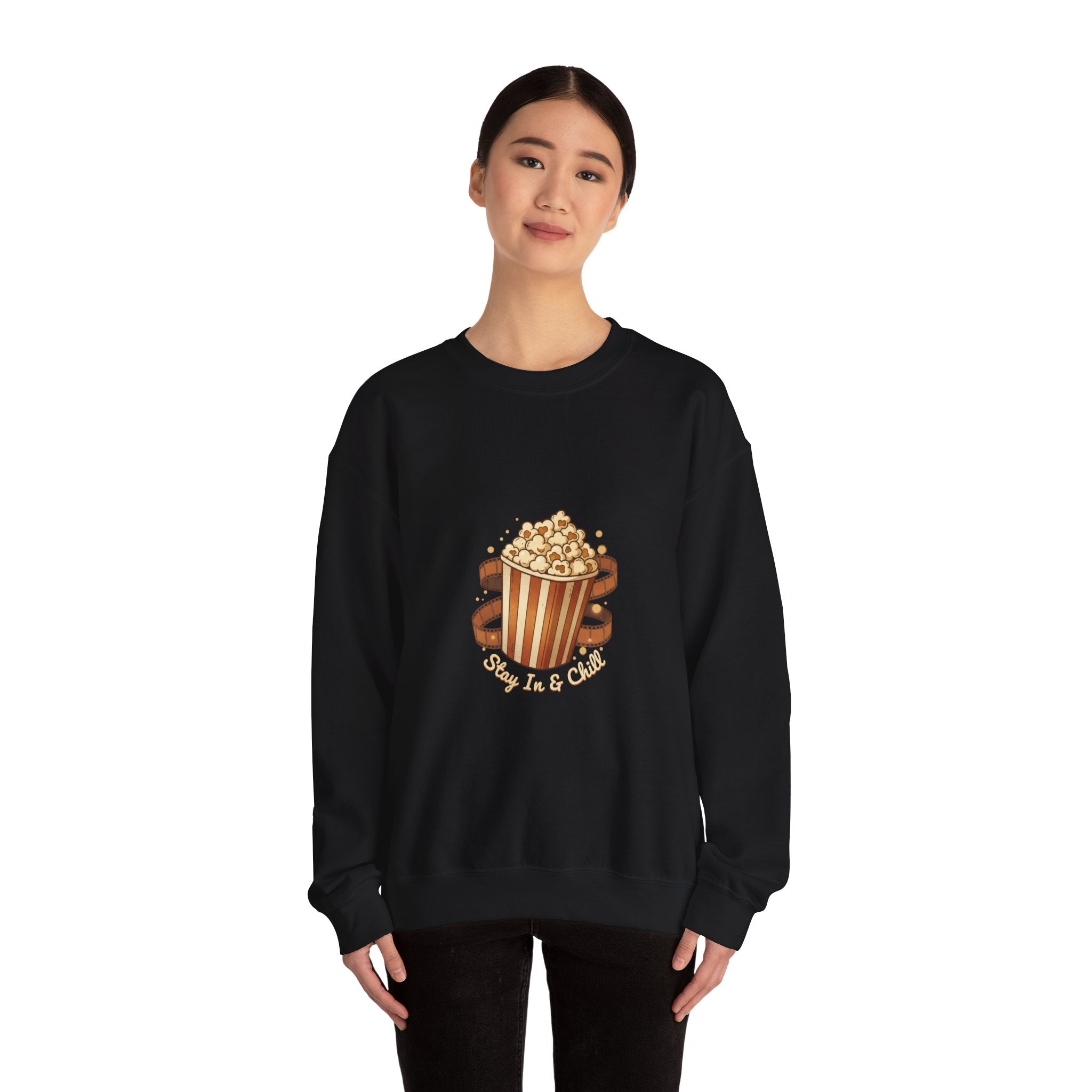 Popcorn & Film Reel Sweatshirt | cozy night art, hygge vibes