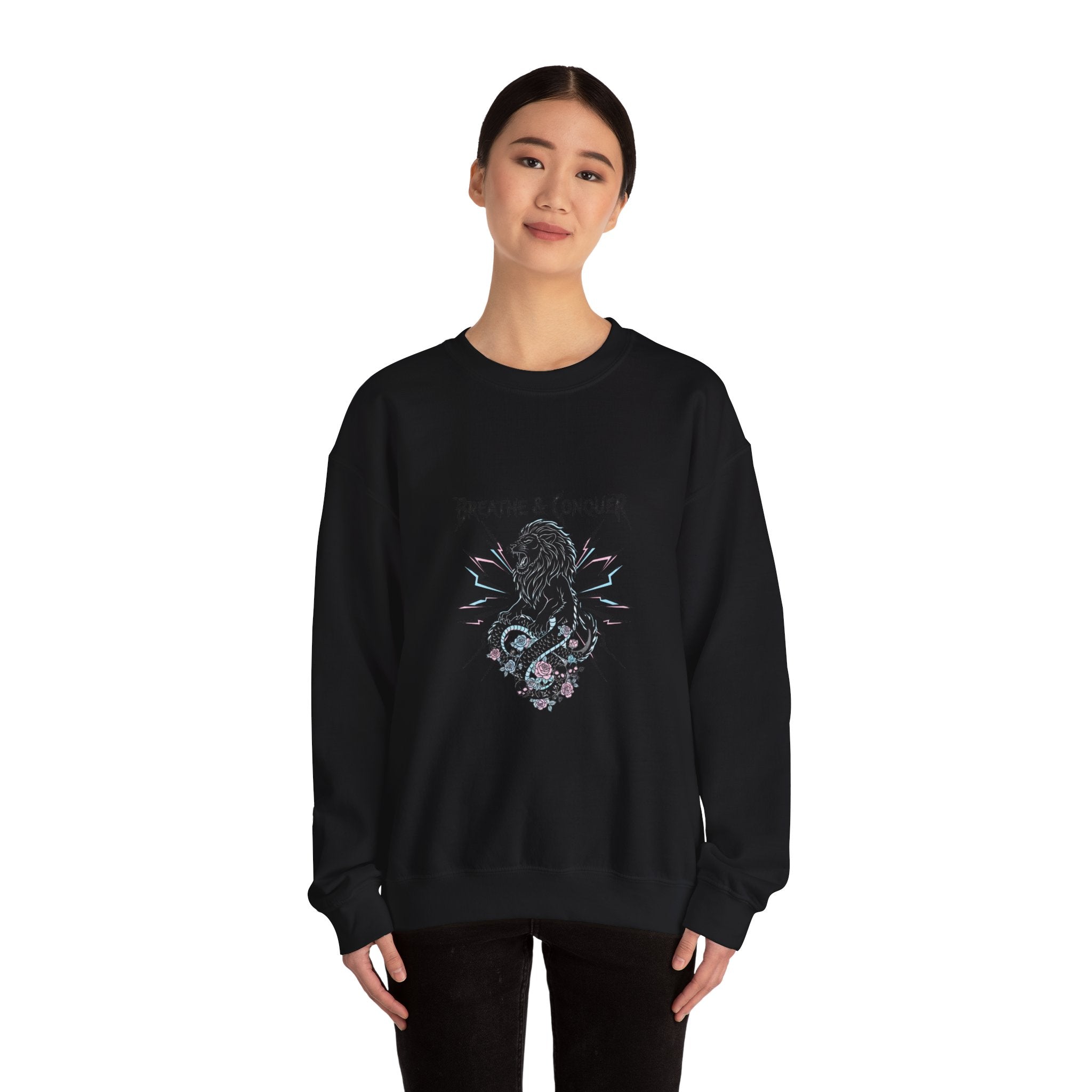 Breathe & Conquer Sweatshirt | metal font shirt, gothic wellness quote