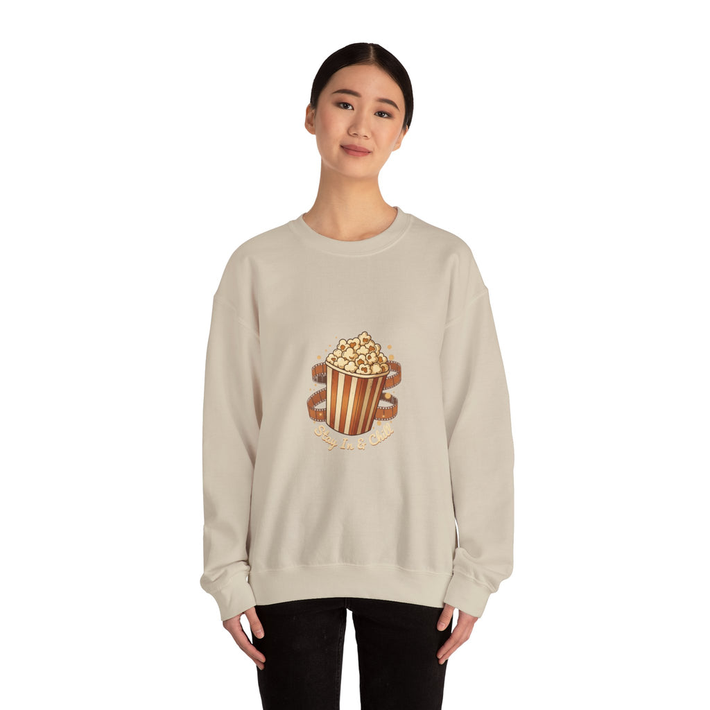 Popcorn & Film Reel Sweatshirt | cozy night art, hygge vibes