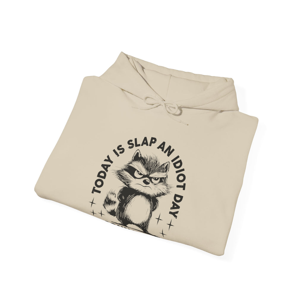 Funny Cat Quote Hoodie - Today is Slap an Idiot Day, Gift for Cat Lovers, Humor Sweatshirt, Cozy Unisex Top, Unique Birthday Present