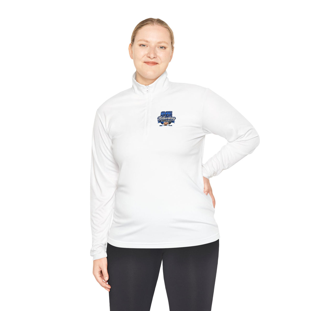 Quarter-Zip Pullover — Small Chest Logo, Nautical Coastal Graphic