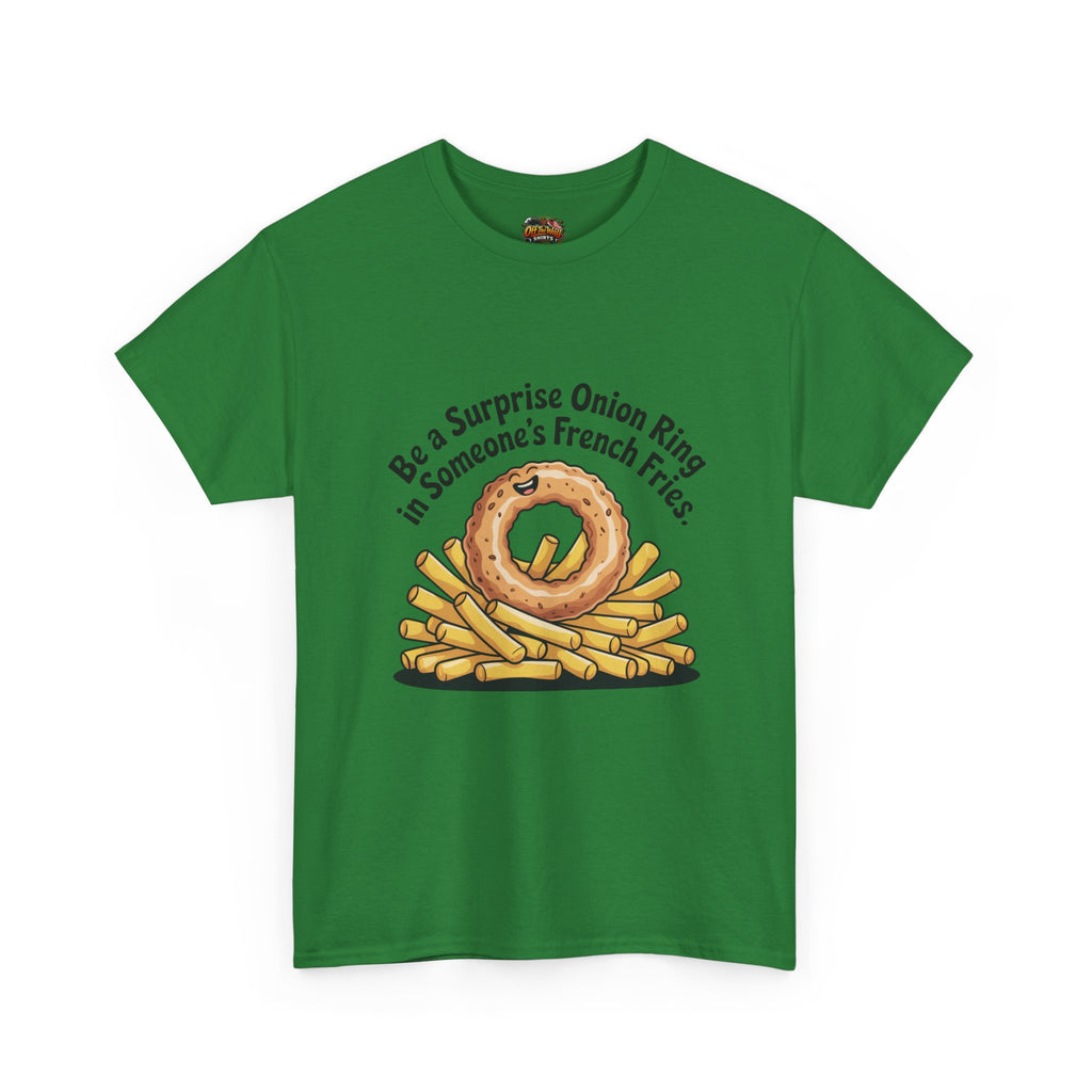 Funny Foodie Tee, Unisex Graphic Tee, Humor Shirt, Gift for Food Lovers, Casual Everyday Wear, Onion Ring Surprise Shirt