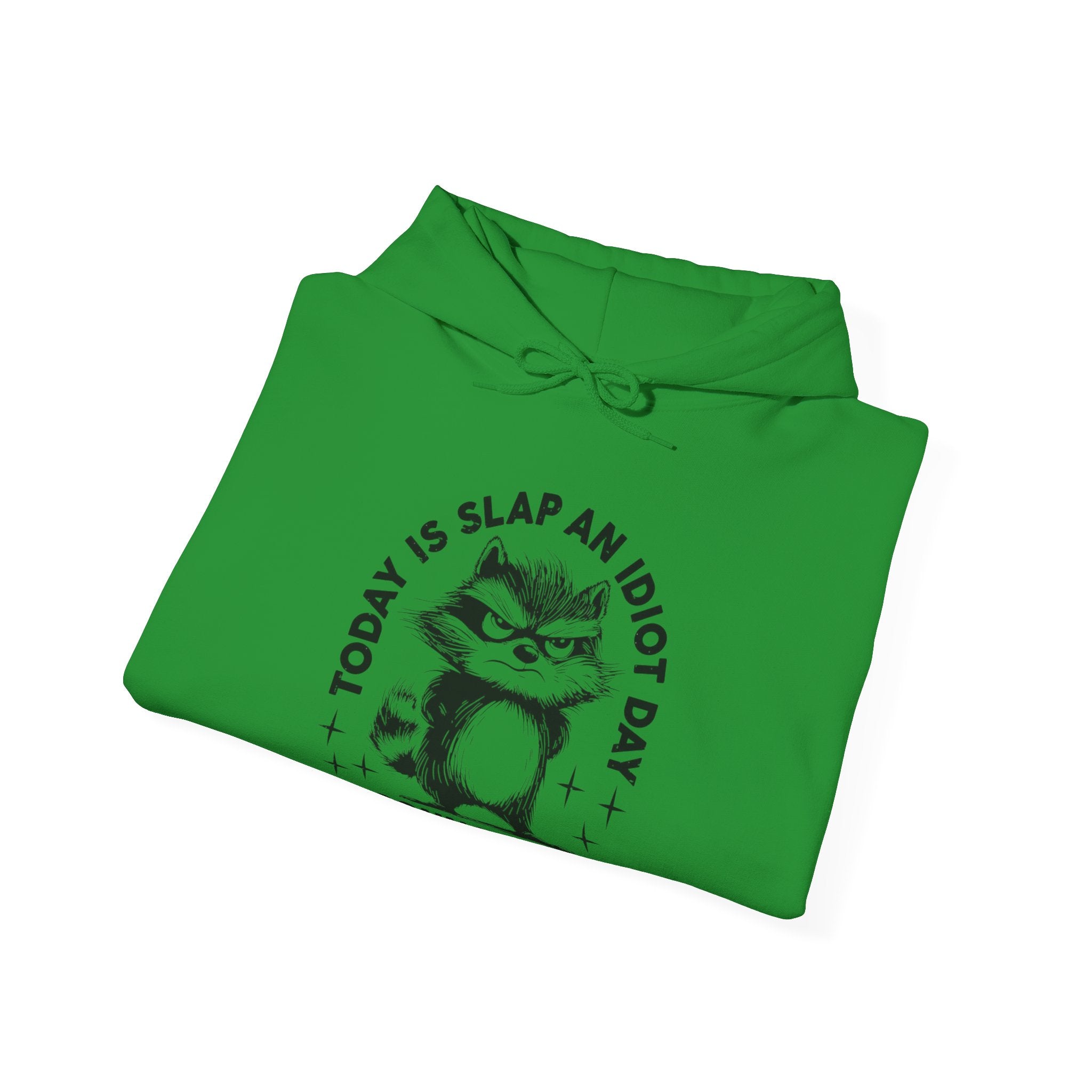 Funny Cat Quote Hoodie - Today is Slap an Idiot Day, Gift for Cat Lovers, Humor Sweatshirt, Cozy Unisex Top, Unique Birthday Present