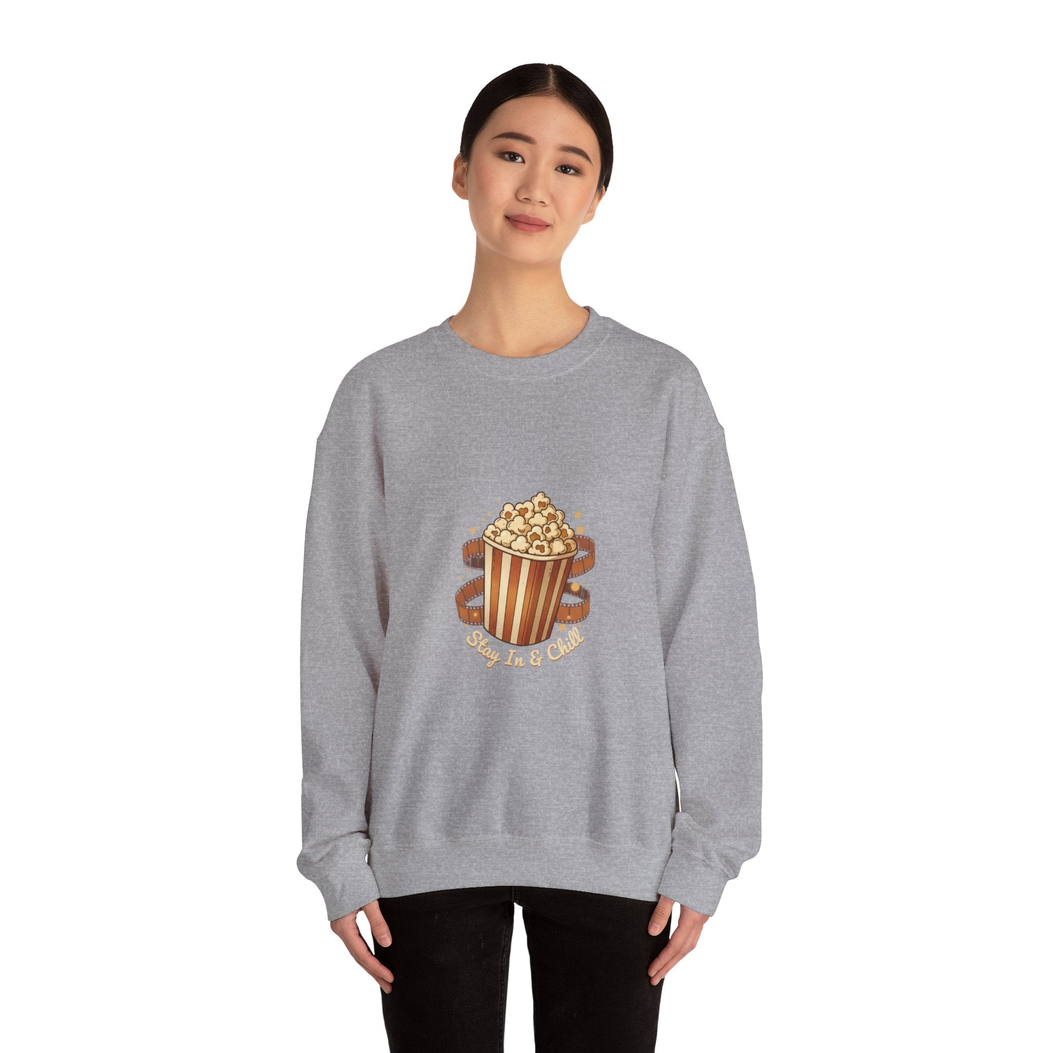 Popcorn & Film Reel Sweatshirt | cozy night art, hygge vibes