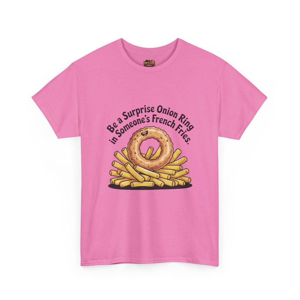 Funny Foodie Tee, Unisex Graphic Tee, Humor Shirt, Gift for Food Lovers, Casual Everyday Wear, Onion Ring Surprise Shirt