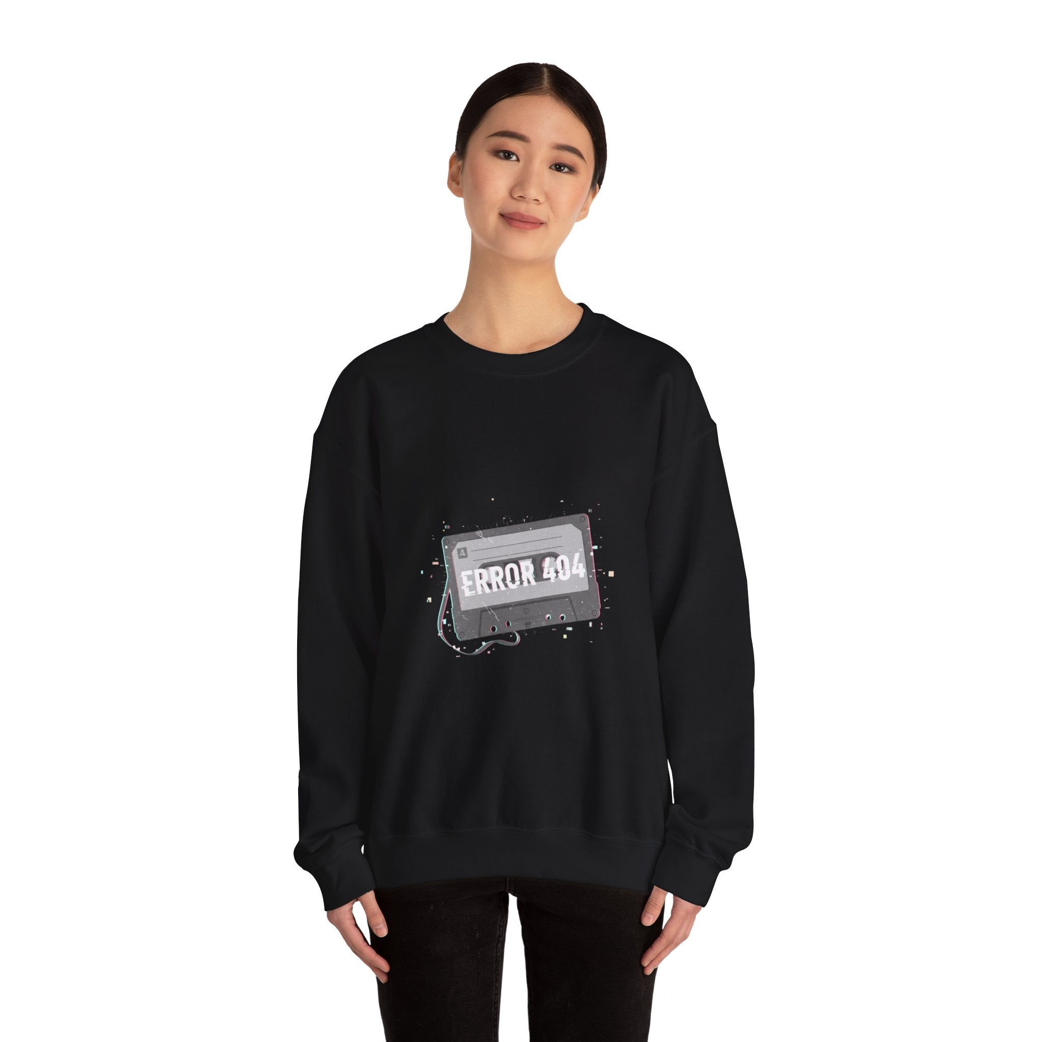 ERROR 404 Glitch Cassette Sweatshirt | analog error, retro tech nostalgic