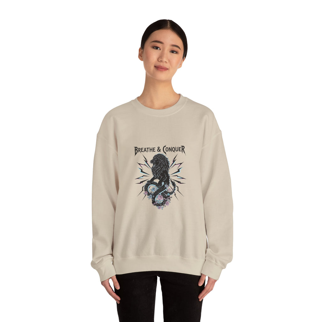 Breathe & Conquer Sweatshirt | metal font shirt, gothic wellness quote