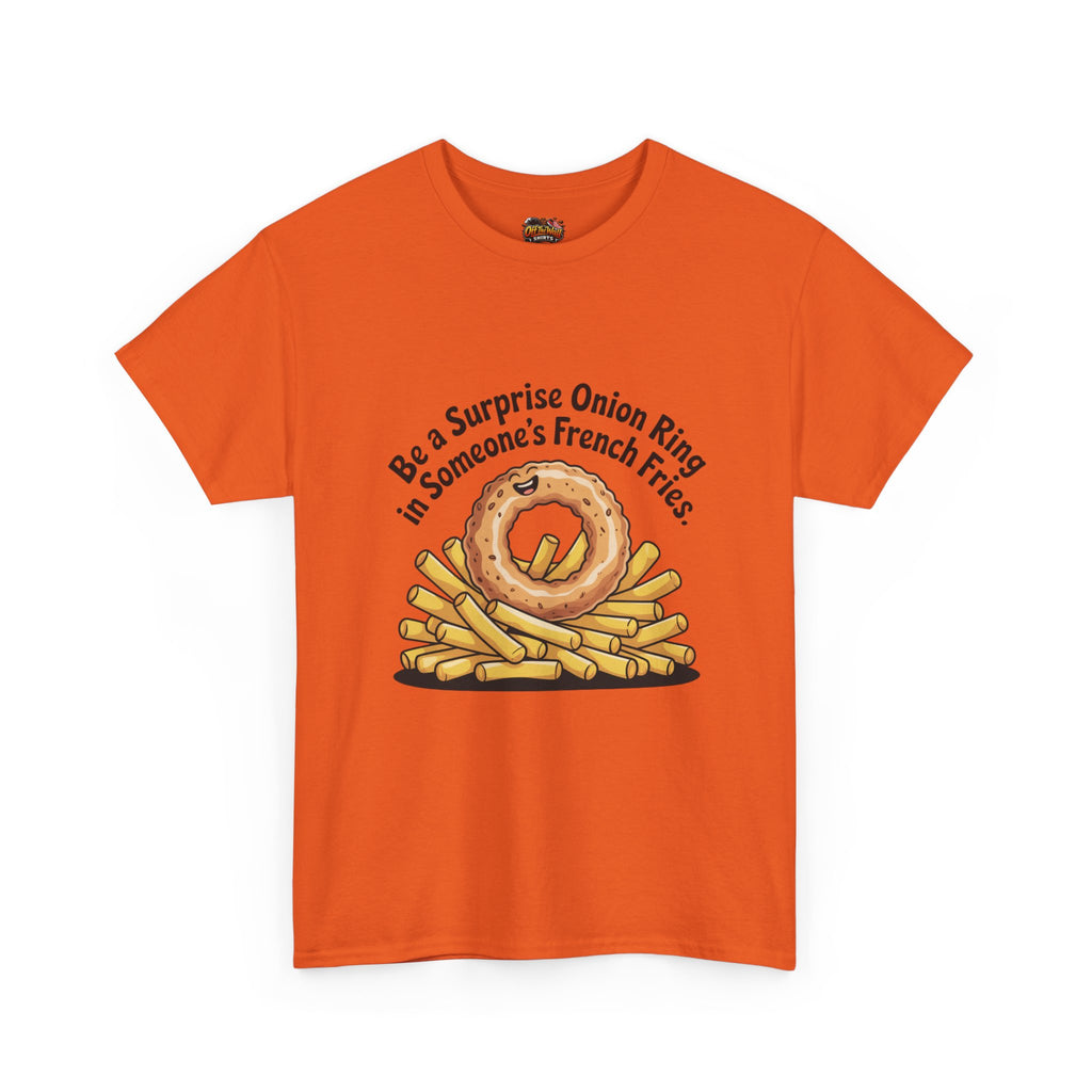 Funny Foodie Tee, Unisex Graphic Tee, Humor Shirt, Gift for Food Lovers, Casual Everyday Wear, Onion Ring Surprise Shirt