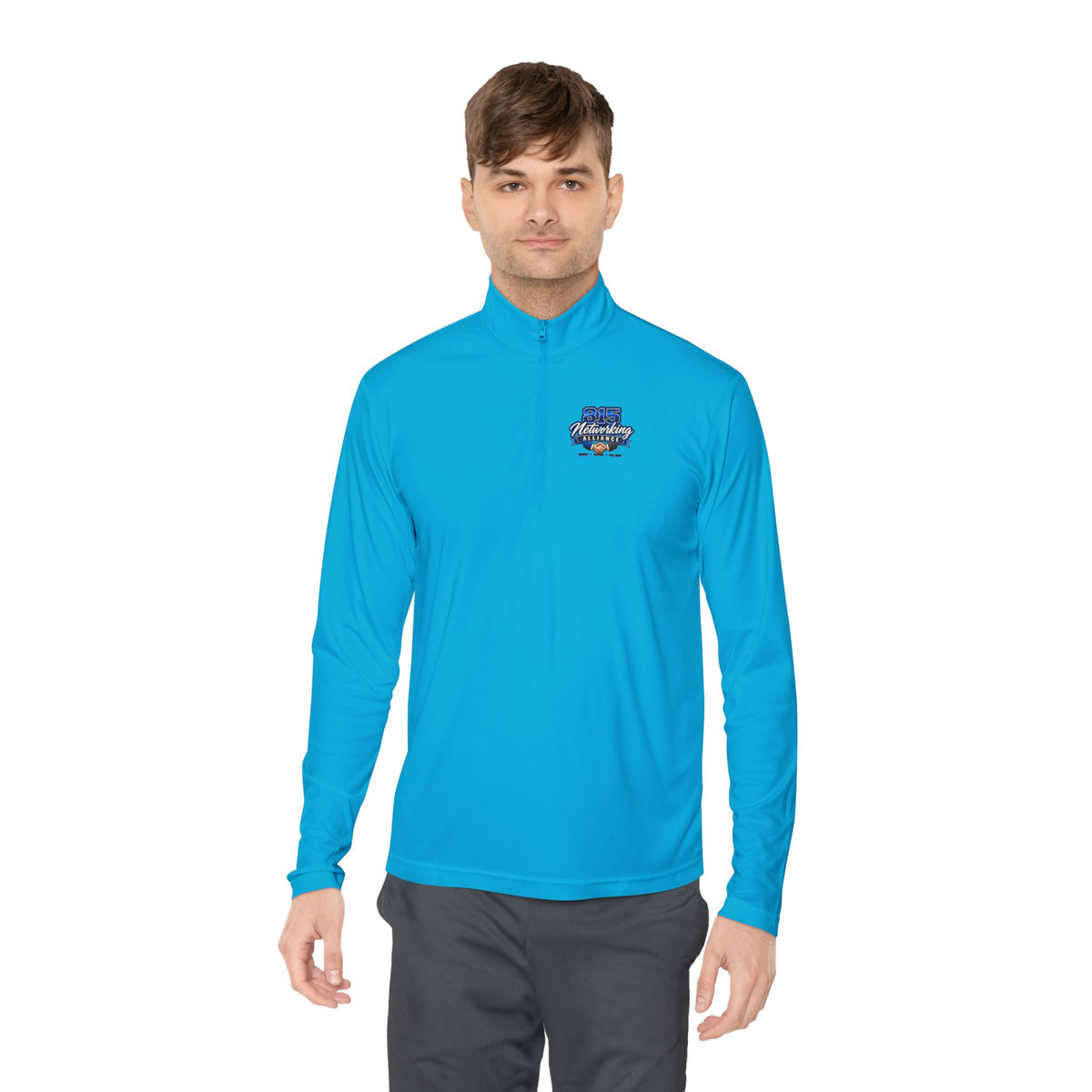 Quarter-Zip Pullover — Small Chest Logo, Nautical Coastal Graphic