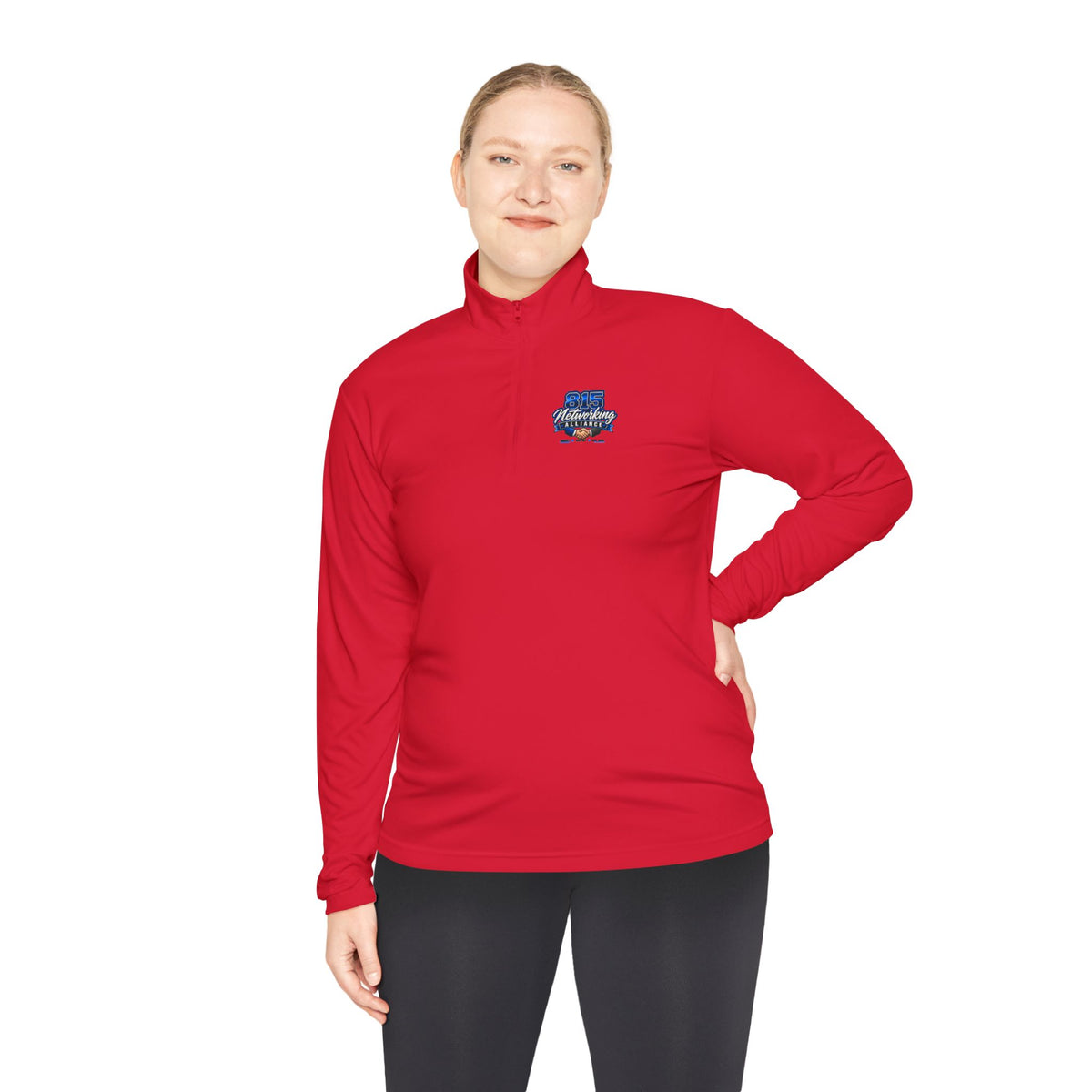 Quarter-Zip Pullover — Small Chest Logo, Nautical Coastal Graphic
