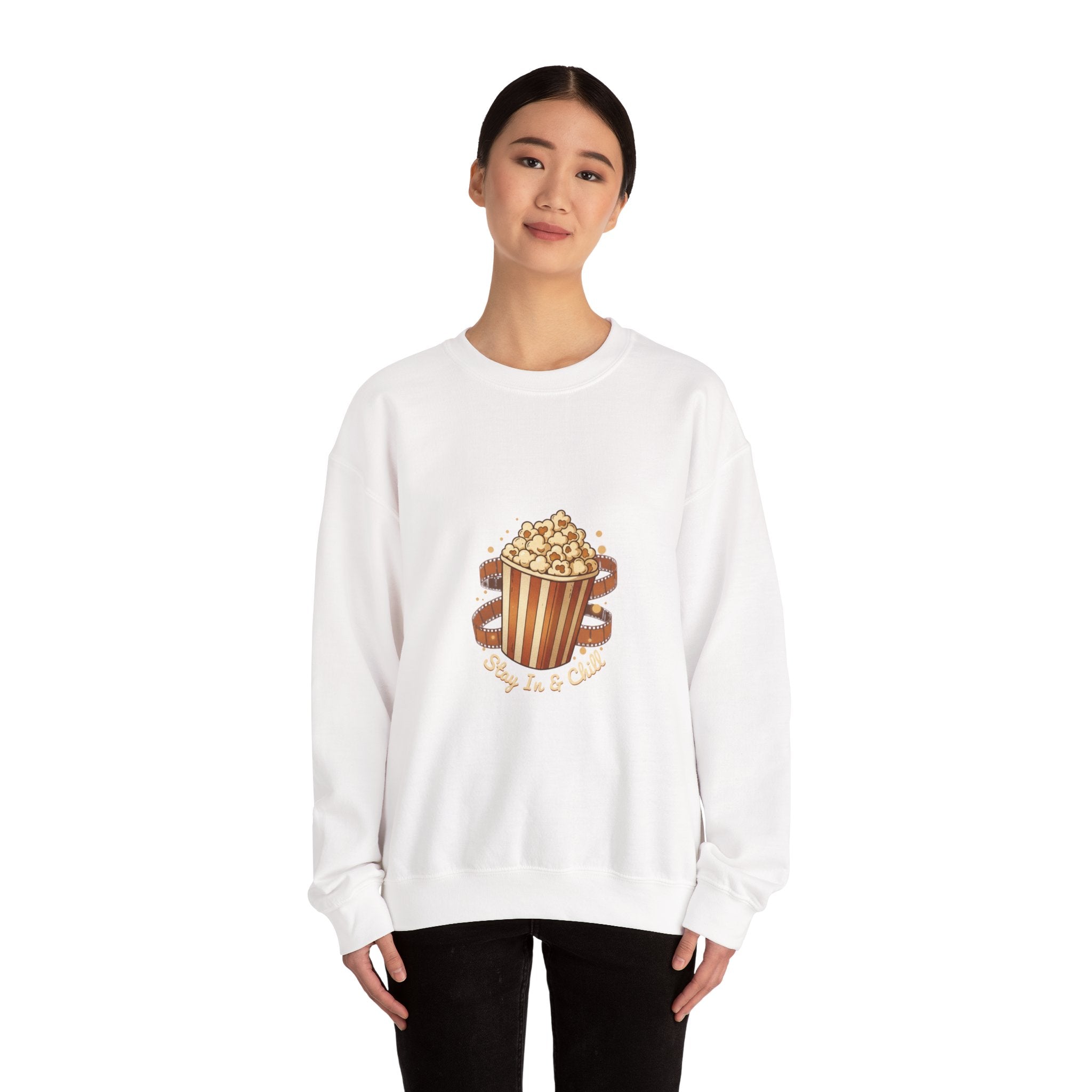 Popcorn & Film Reel Sweatshirt | cozy night art, hygge vibes