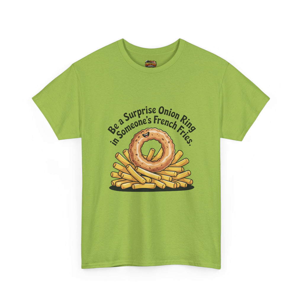 Funny Foodie Tee, Unisex Graphic Tee, Humor Shirt, Gift for Food Lovers, Casual Everyday Wear, Onion Ring Surprise Shirt