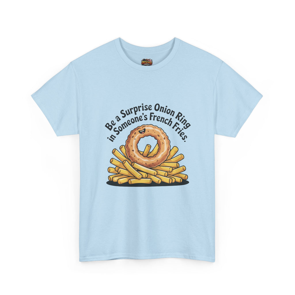 Funny Foodie Tee, Unisex Graphic Tee, Humor Shirt, Gift for Food Lovers, Casual Everyday Wear, Onion Ring Surprise Shirt