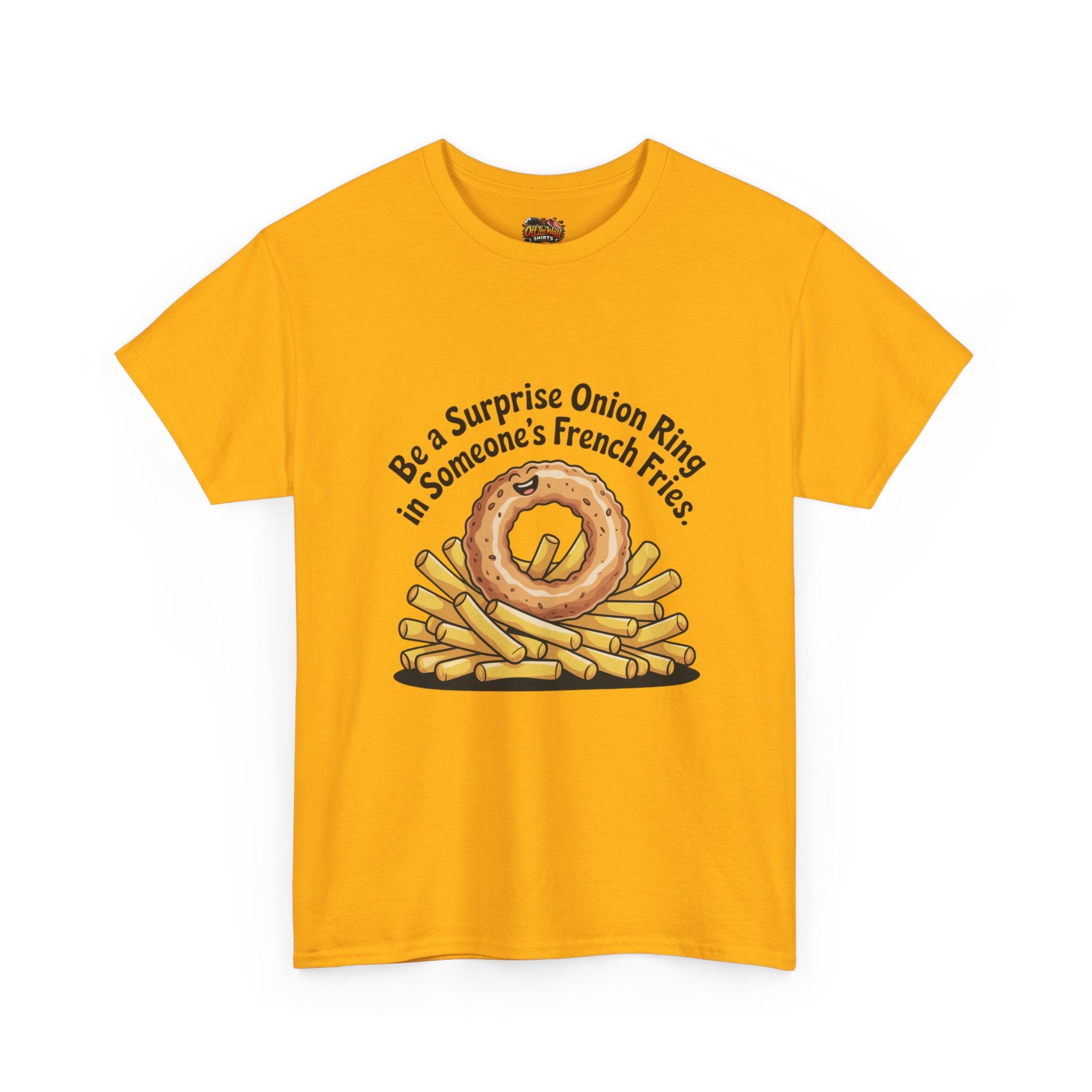 Funny Foodie Tee, Unisex Graphic Tee, Humor Shirt, Gift for Food Lovers, Casual Everyday Wear, Onion Ring Surprise Shirt