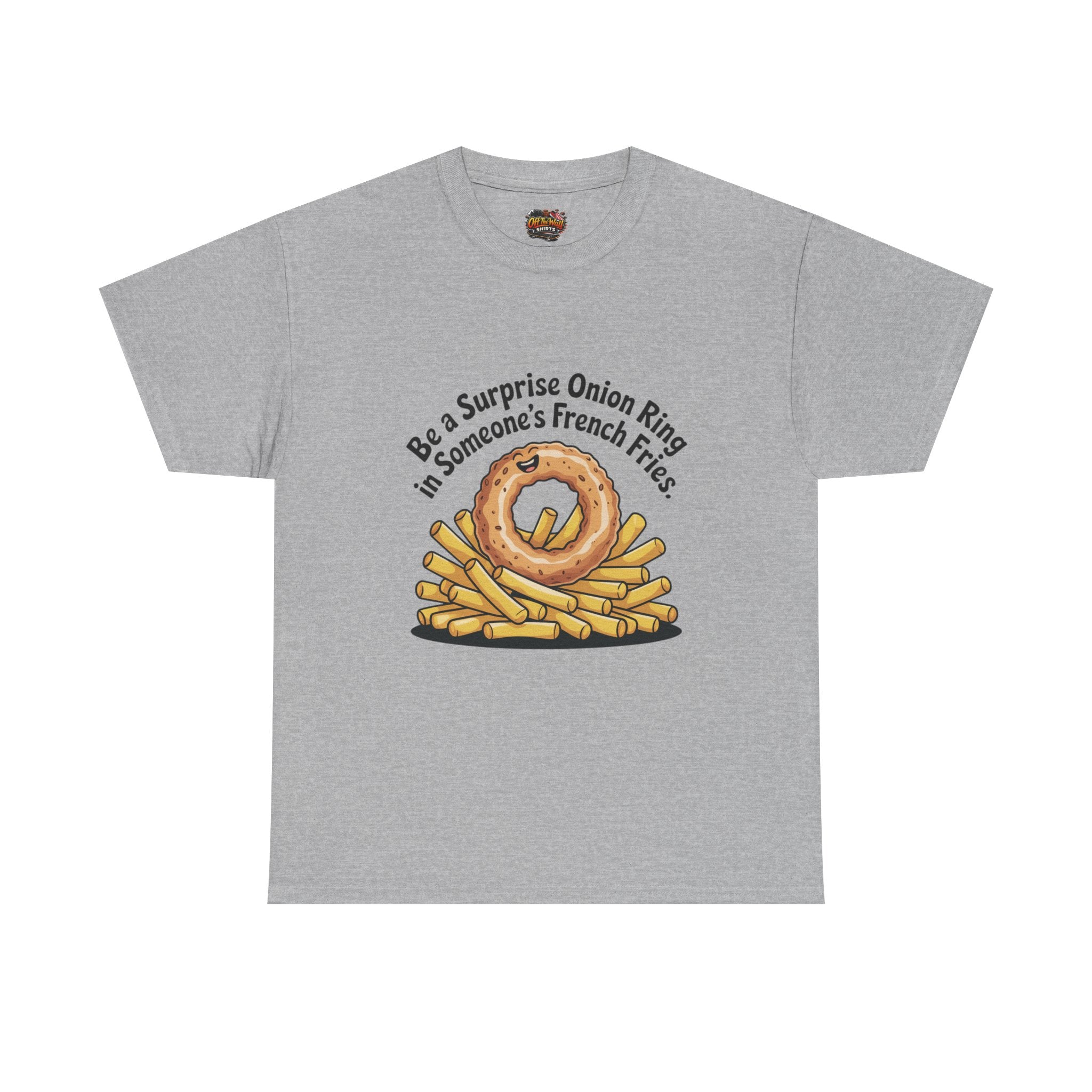 Funny Foodie Tee, Unisex Graphic Tee, Humor Shirt, Gift for Food Lovers, Casual Everyday Wear, Onion Ring Surprise Shirt