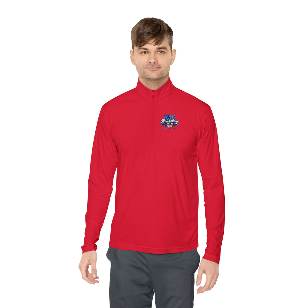 Quarter-Zip Pullover — Small Chest Logo, Nautical Coastal Graphic