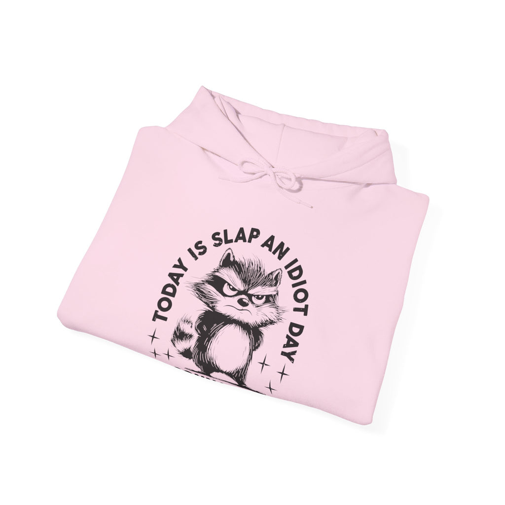 Funny Cat Quote Hoodie - Today is Slap an Idiot Day, Gift for Cat Lovers, Humor Sweatshirt, Cozy Unisex Top, Unique Birthday Present