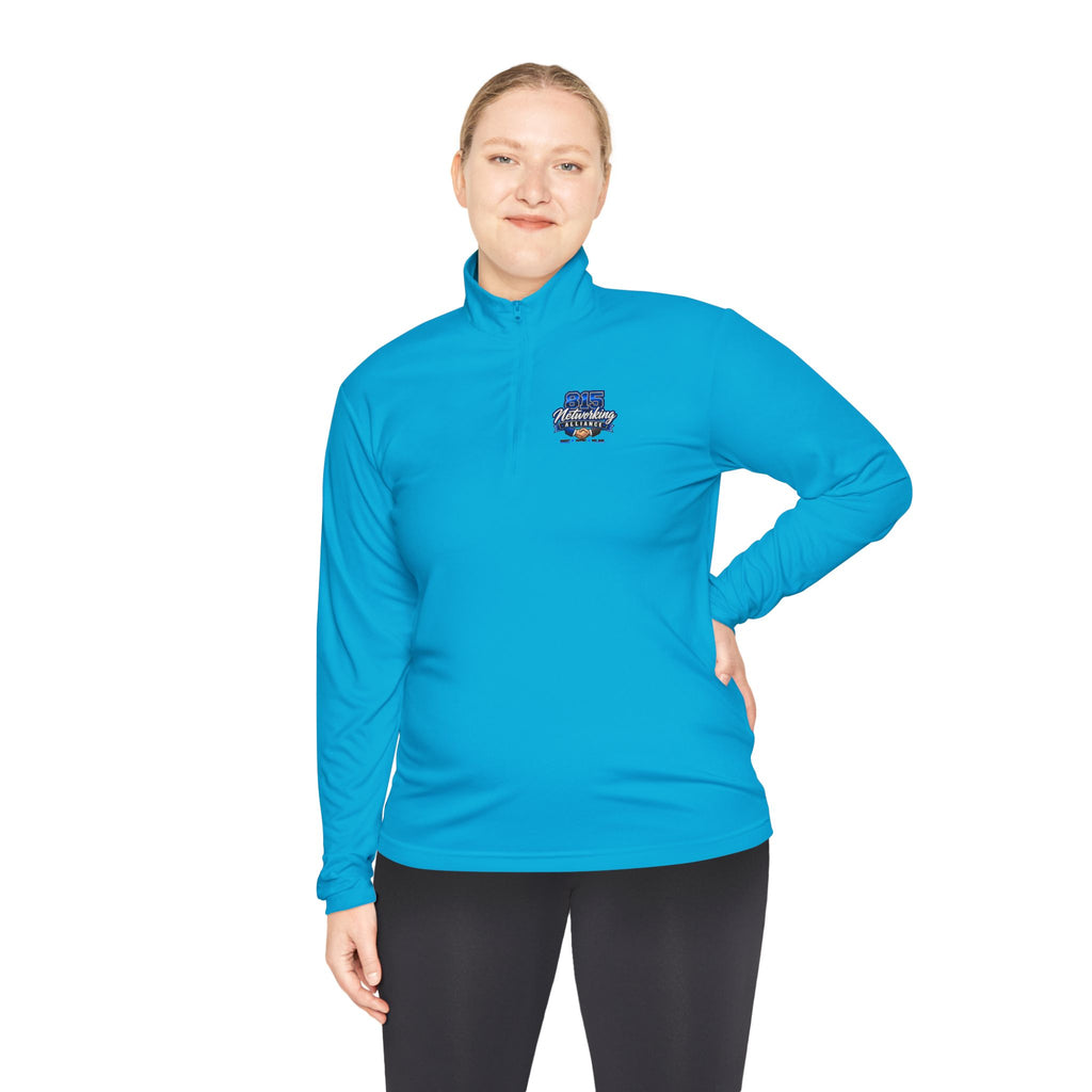 Quarter-Zip Pullover — Small Chest Logo, Nautical Coastal Graphic