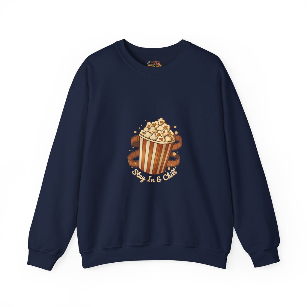 Popcorn & Film Reel Sweatshirt | cozy night art, hygge vibes