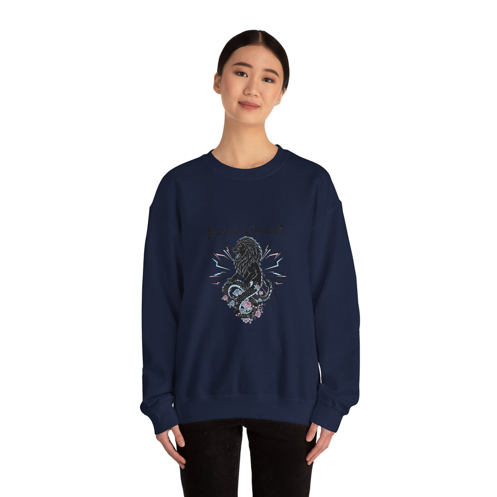 Breathe & Conquer Sweatshirt | metal font shirt, gothic wellness quote