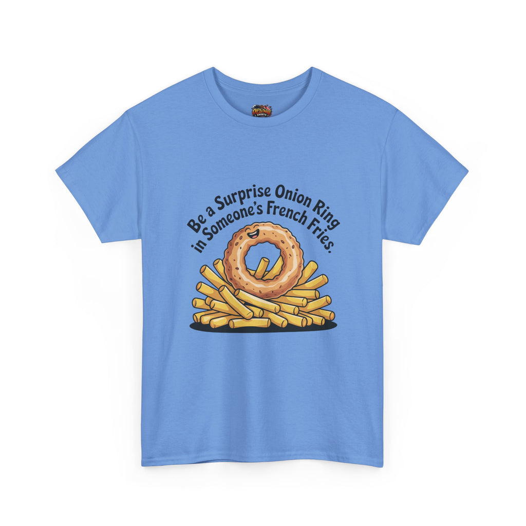 Funny Foodie Tee, Unisex Graphic Tee, Humor Shirt, Gift for Food Lovers, Casual Everyday Wear, Onion Ring Surprise Shirt