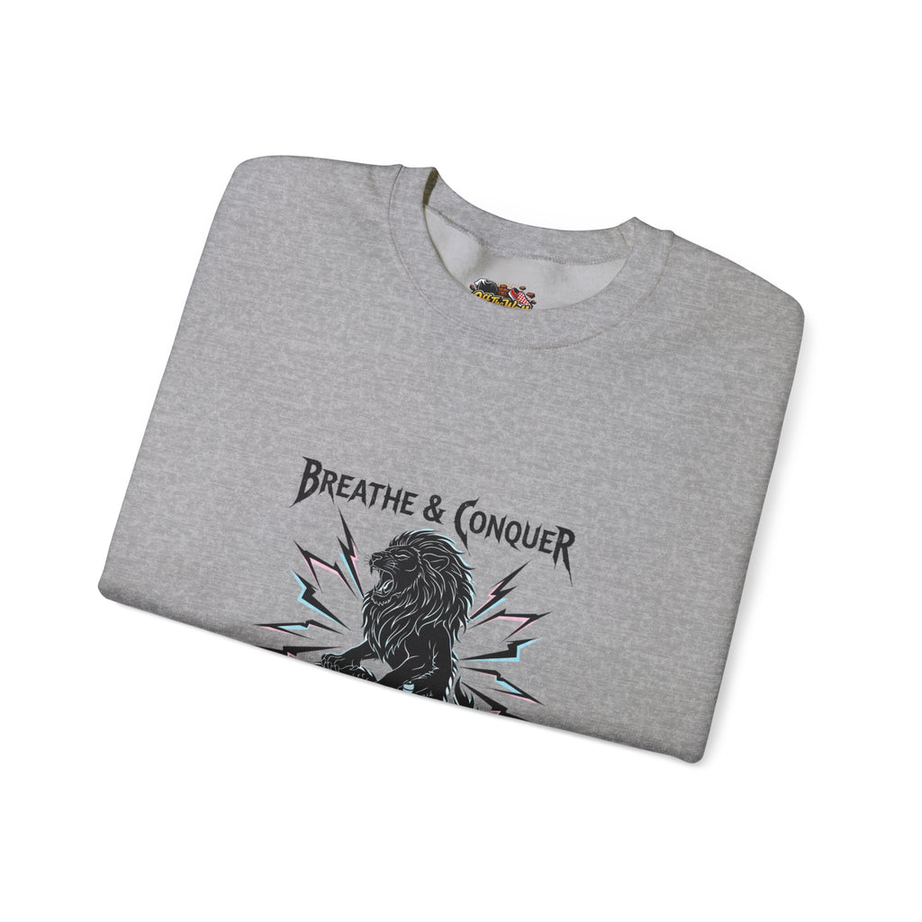 Breathe & Conquer Sweatshirt | metal font shirt, gothic wellness quote
