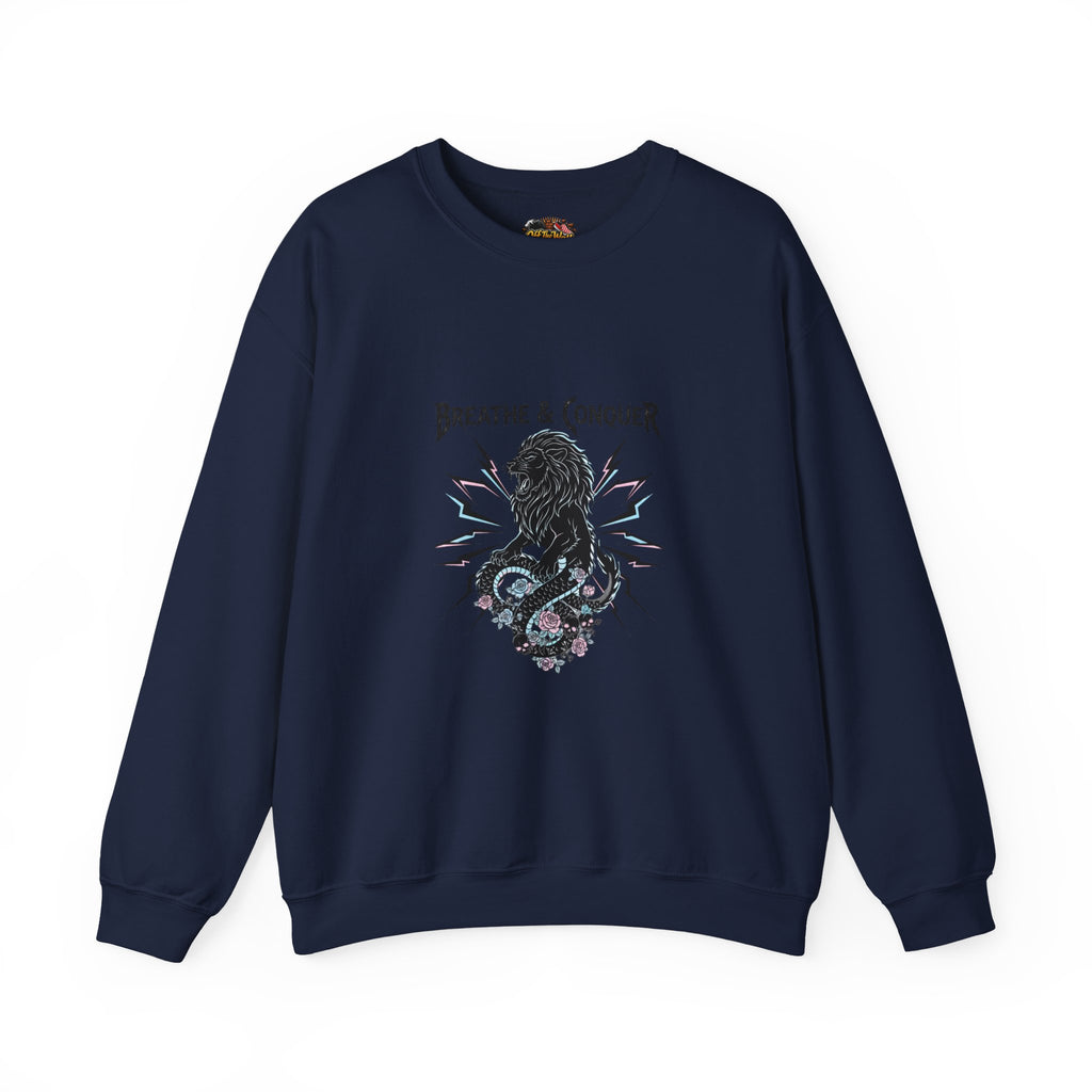 Breathe & Conquer Sweatshirt | metal font shirt, gothic wellness quote