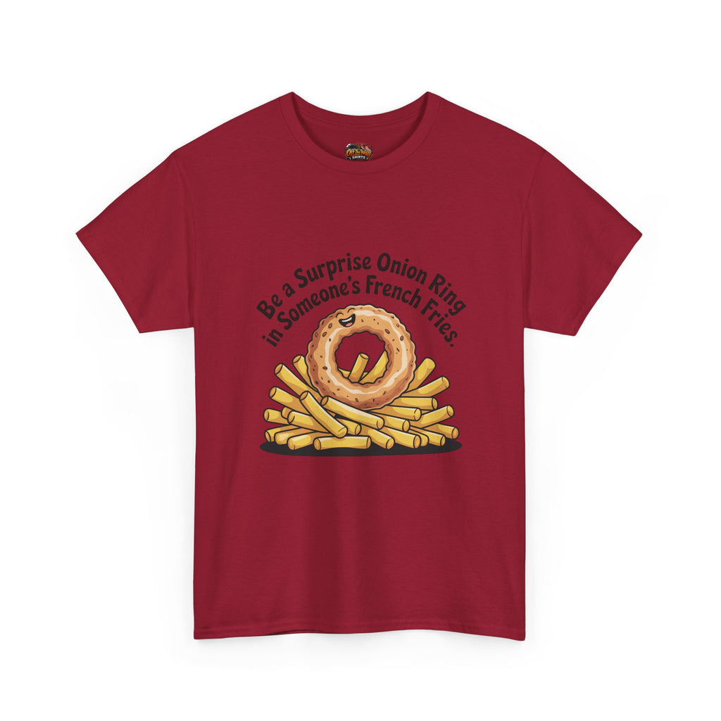 Funny Foodie Tee, Unisex Graphic Tee, Humor Shirt, Gift for Food Lovers, Casual Everyday Wear, Onion Ring Surprise Shirt