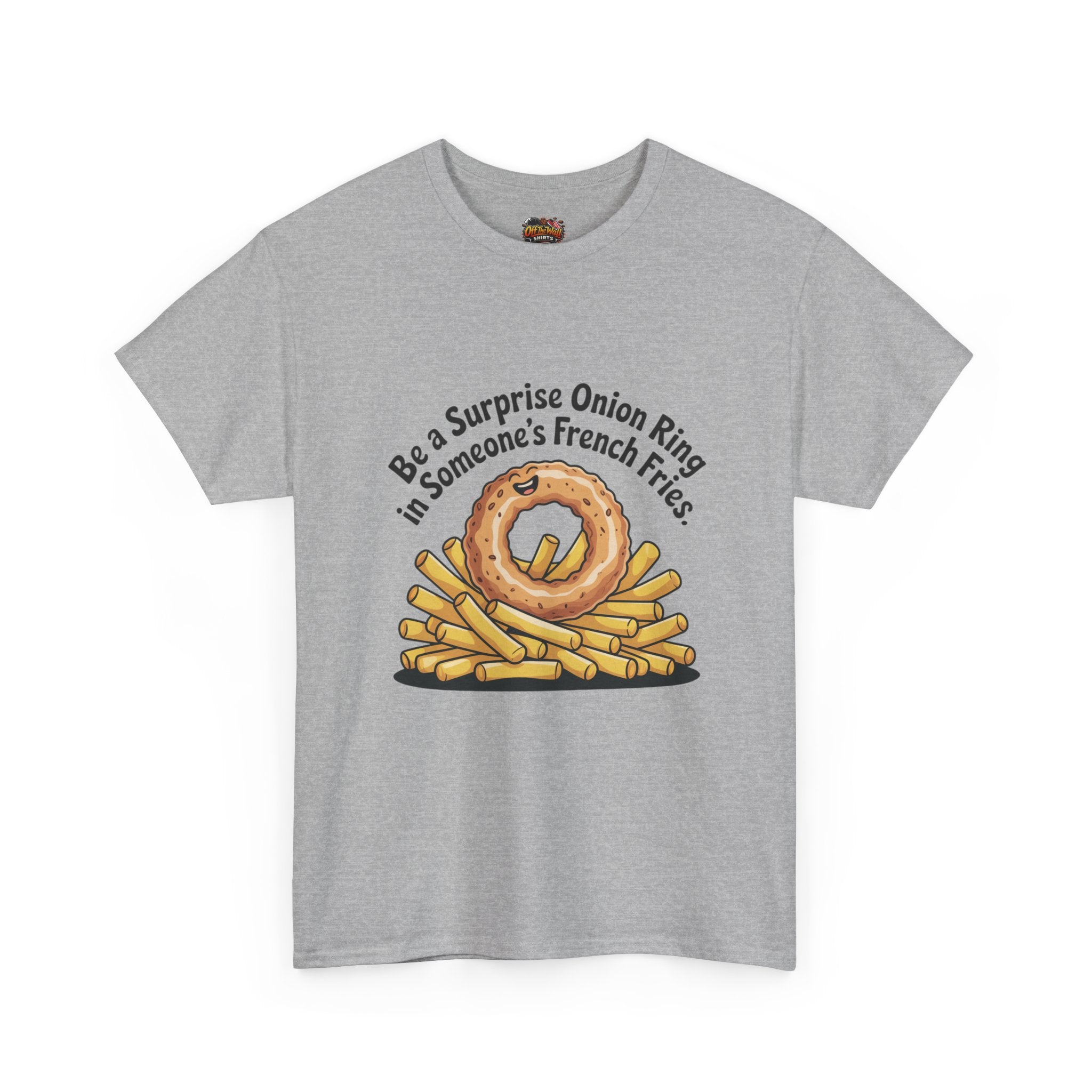 Funny Foodie Tee, Unisex Graphic Tee, Humor Shirt, Gift for Food Lovers, Casual Everyday Wear, Onion Ring Surprise Shirt
