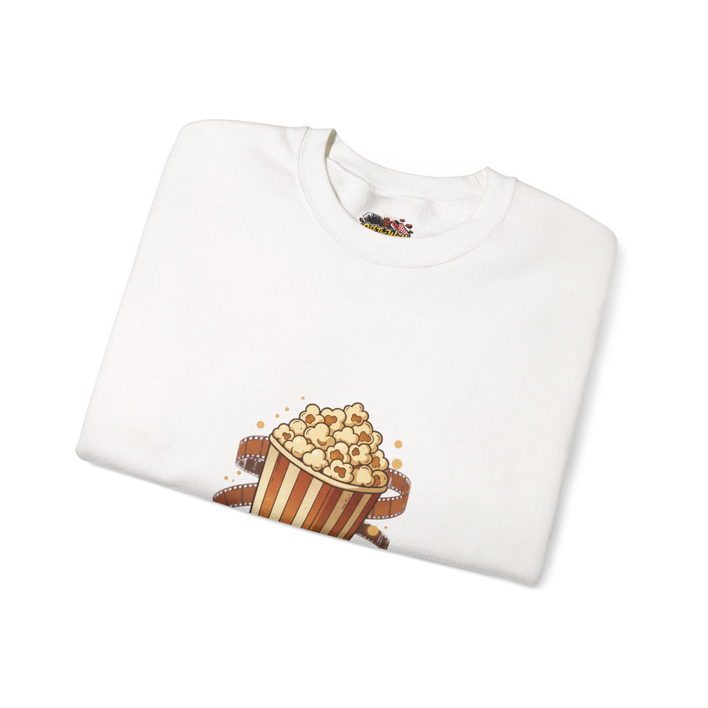 Popcorn & Film Reel Sweatshirt | cozy night art, hygge vibes